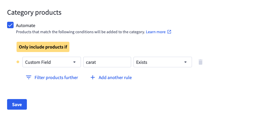 Rule checking whether a custom field exists