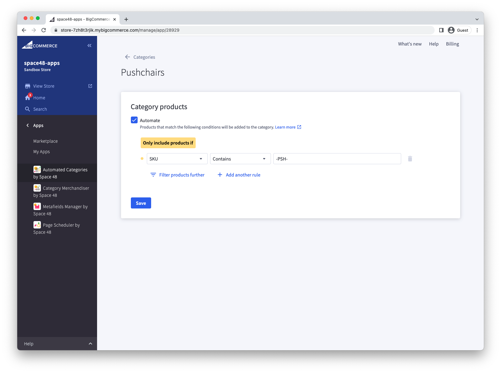 Rule matching a value within a product SKU