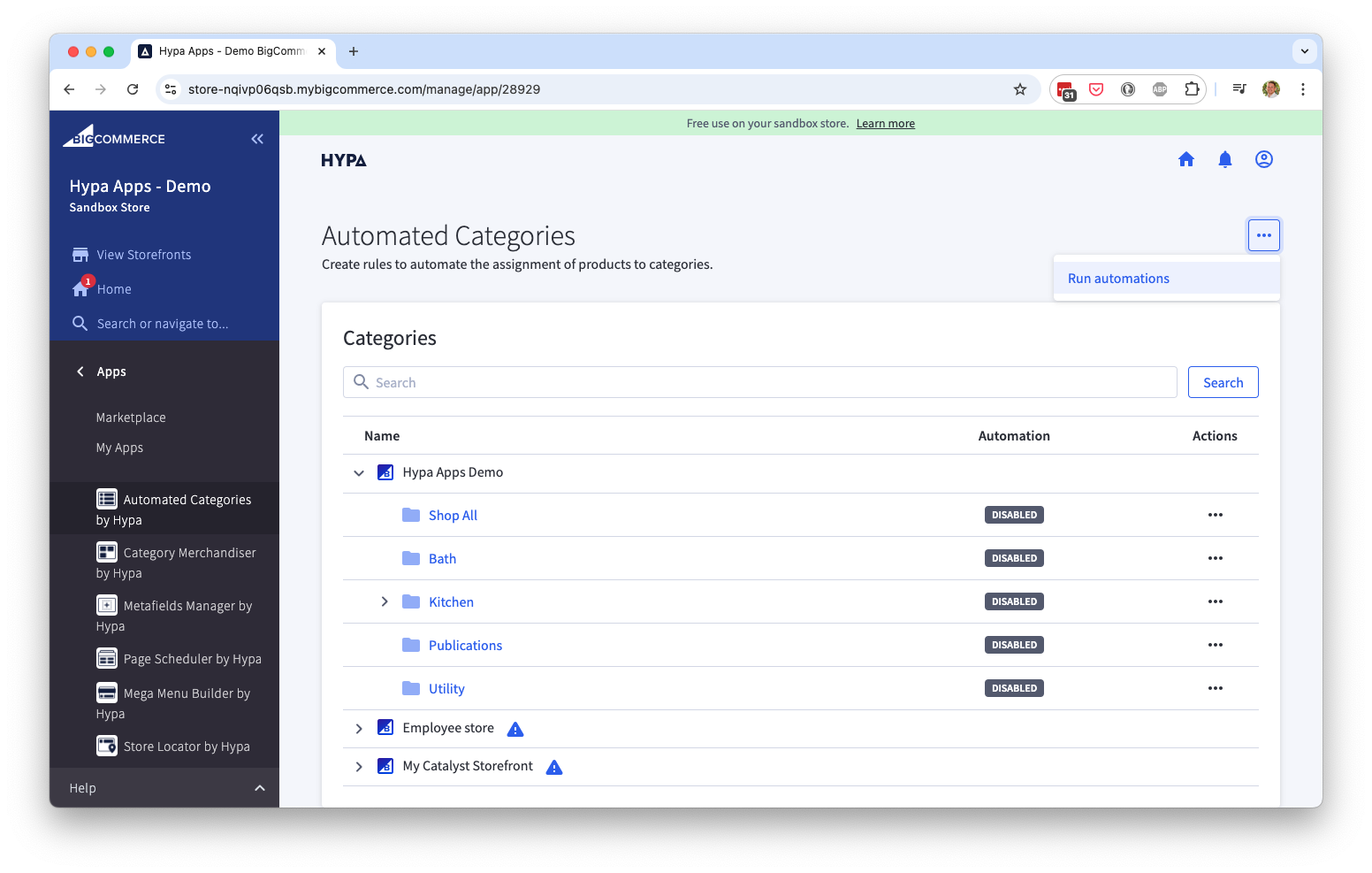Run automations option in Automated Categories