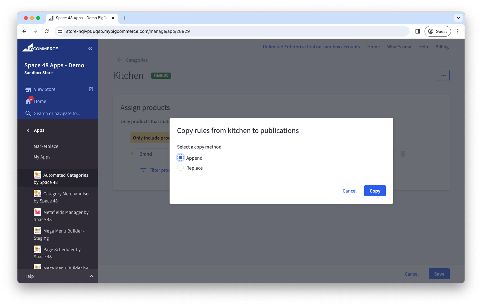 Replace or append rule options